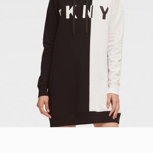 DKNY Black and White Hoodie Dress